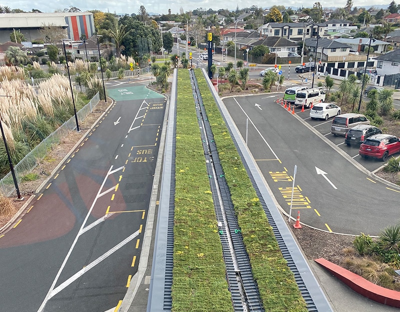Green roof Puhinui Station Auckland top